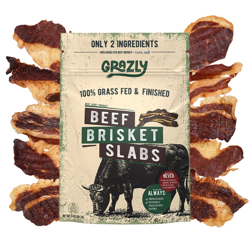 Grazly Beef Brisket Slabs - 100% Grass-Fed & Finished Black 1 Pack