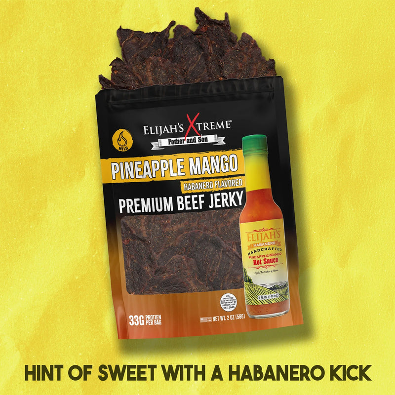 Elijah's Xtreme Pineapple-Mango Habanero Beef Jerky - 6 bags (1lb) Beef Jerky Sandy Brown