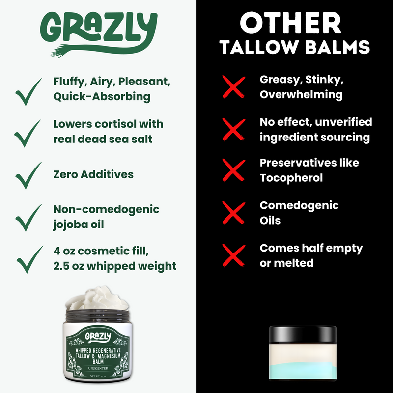 Grazly Dead Sea Magnesium & Tallow Balm Black Unscented / 1 Jar,Unscented / Buy 2 Get 1 Free,Unscented / Buy 3 Get 2 Free,Vanilla / 1 Jar,Vanilla / Buy 2 Get 1 Free,Vanilla / Buy 3 Get 2 Free