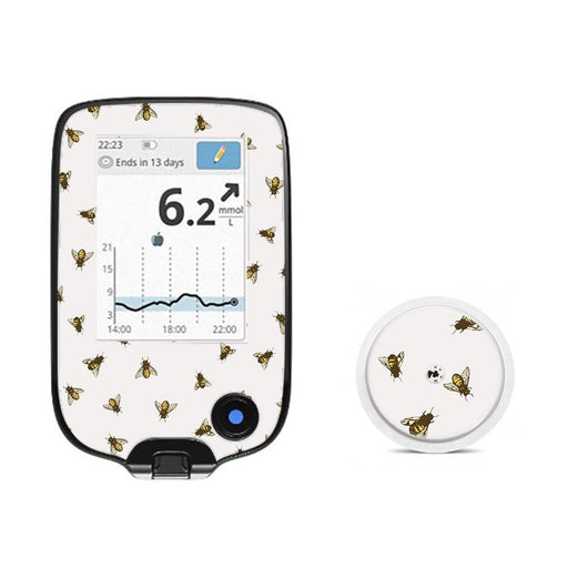 Peelz Bees Freestyle Libre 2 Peelz/Stickers White Smoke Receiver + Sensor