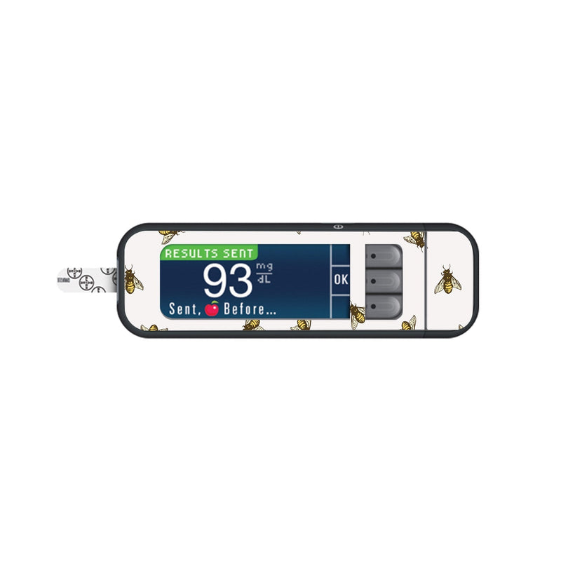 Peelz Bees for Bayer Contour Next Glucometer Peelz/Stickers White Smoke