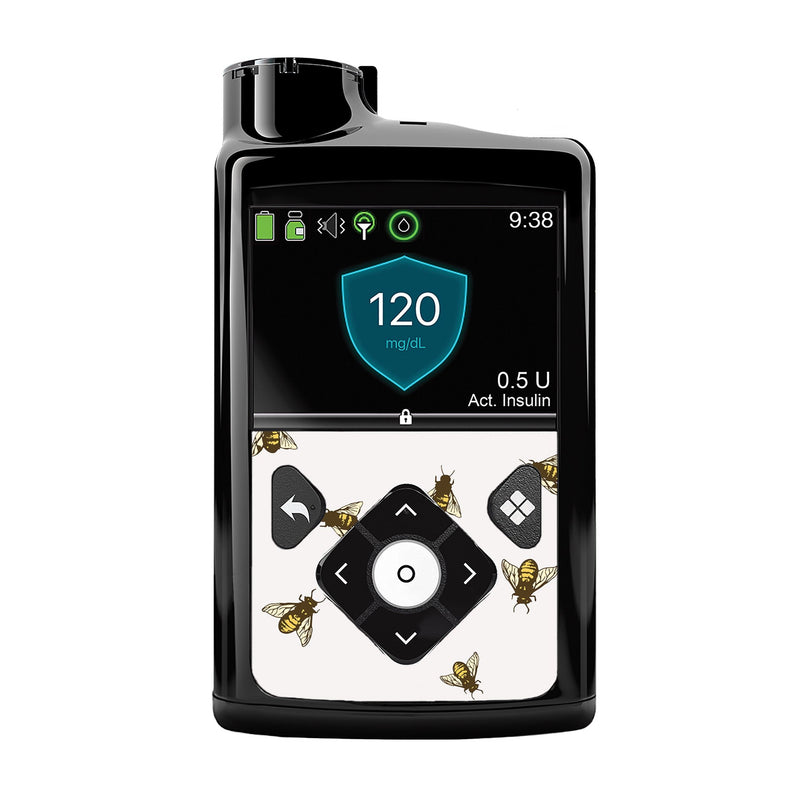 Peelz Bees for Medtronic MiniMed 770G & 780G Peelz/Stickers Black Whole System Peelz (front back + clip),Front Peelz