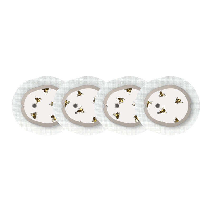 Peelz Bees for the DEXCOM G7 and Stelo Transmitter Peelz/Stickers White Smoke 4-pack (Set of 4 Stickers)
