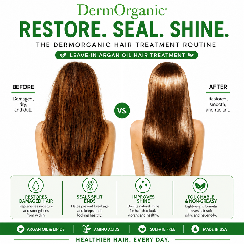 DermOrganic Official Shop Leave-in Treatment with Argan Oil Treatments White Smoke 4 fl oz (120ml),Duo Pack (2 Bottles of 4 fl oz / 120ml)