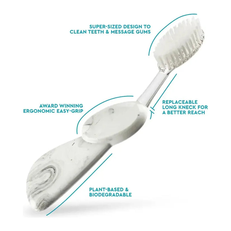 Radius Radius Big Brush Replaceable Soft Head Left Hand Toothbrush (Assorted Colors) Toothbrush Light Gray