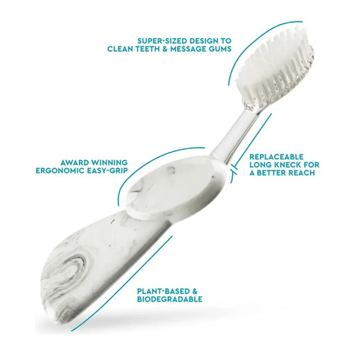 Radius Radius Big Brush Replaceable Soft Head Left Hand Toothbrush (Assorted Colors) Toothbrush Light Gray