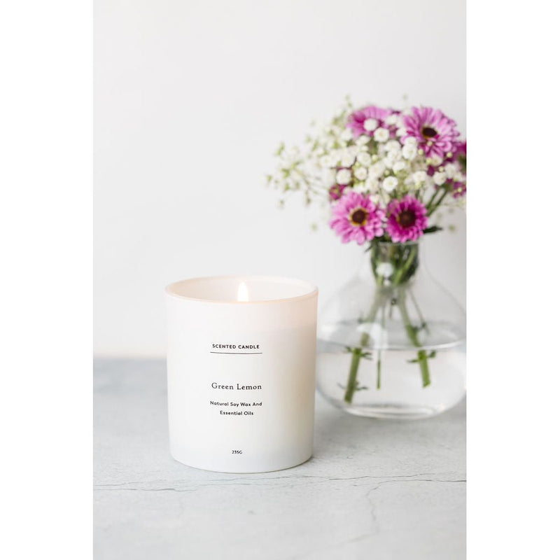 Lizush Green Lemon Scented candle - Big Glass Jar Lavender