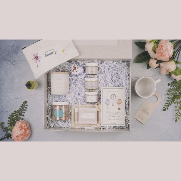 Lizush Birthday Gift Basket, Pampering Birthday Gift Box Gift set for new mom Gray No,Yes