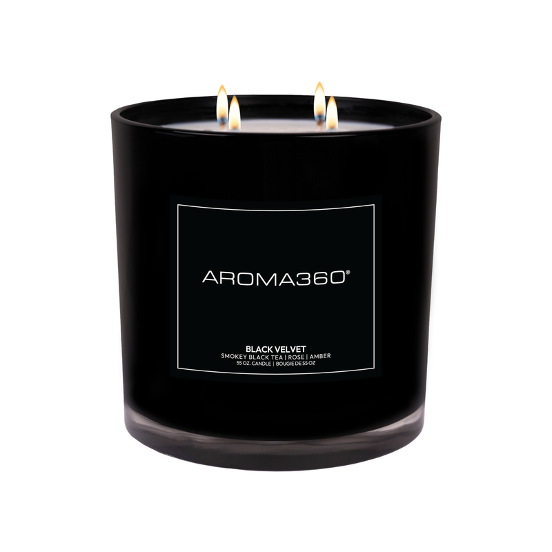 Aroma360 Black Velvet 4-Wick Candle Candle Black Black