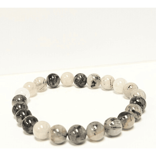 ZAQ Skin & Body Black Hair Quartz Bracelet - Energy White Smoke 6mm,8mm,10mm