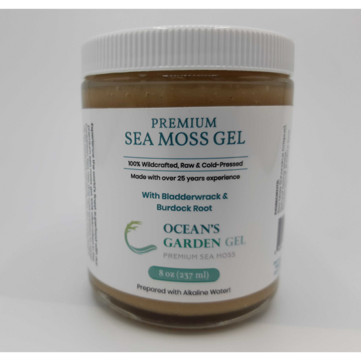 Ocean's Garden Gel Premium Sea Moss with Bladderwrack & Burdock Root (Half Case) Organic Health Gray 8oz,16oz,32oz