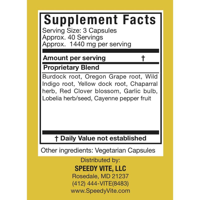 SpeedyVite® Natural Blood Cleanser – 120 Veg Capsules | Herbal Detox Support | SpeedyVite® - FREE EXPEDITED Veg Capsules White Smoke 1x 120 Veg caps,CASE OF 6x 120 Veg caps