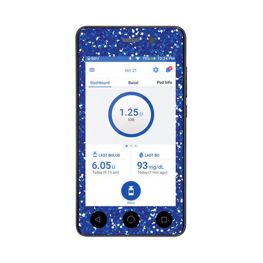 Peelz Blue Confetti Sticker for Omnipod DASH® PDM – Pump Peelz Peelz/Stickers White Smoke Whole System Peelz (front + case)