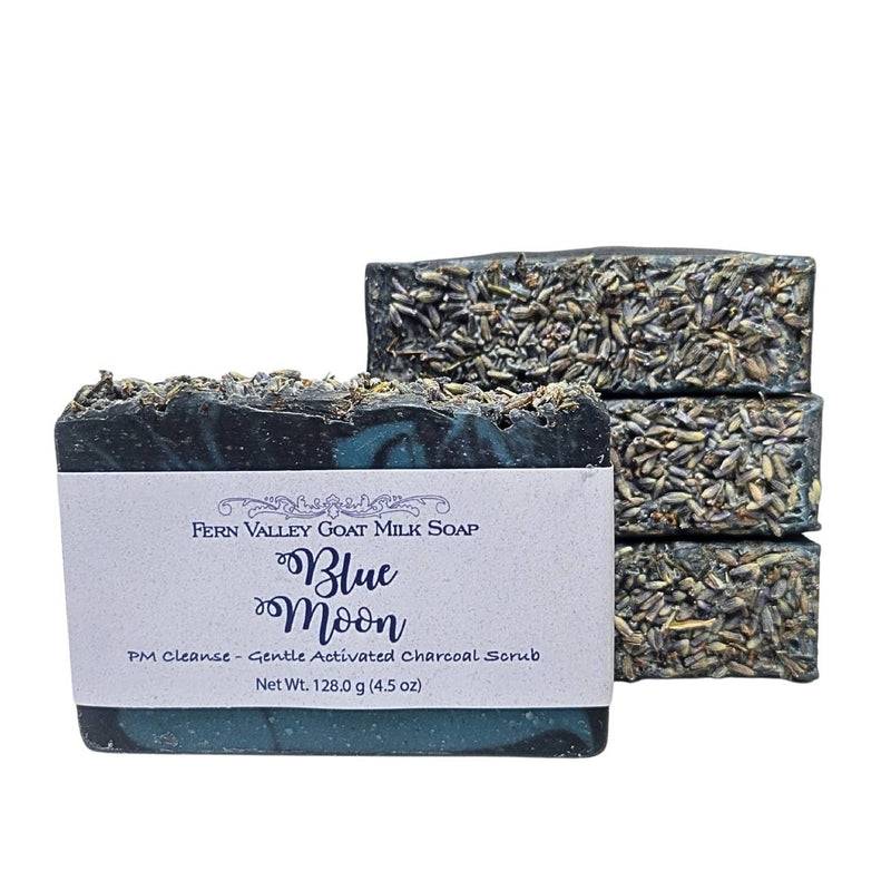Fern Valley Soap Natural Goat Milk Soap | Charcoal Exfoliating Scrub | Blue Moon PM Cleanse Goat Milk Soap White Smoke