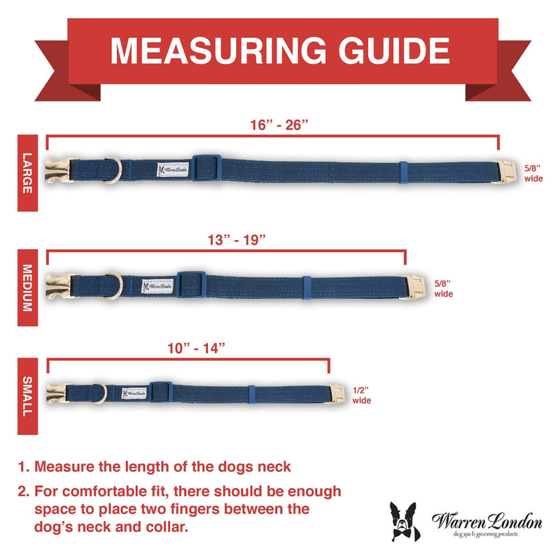 Warren London Fabric Dog Collar - Blue Leashes, Collars & Accessories White Smoke Small (10"-14"),Medium (13"-19"),Large (16"-26")