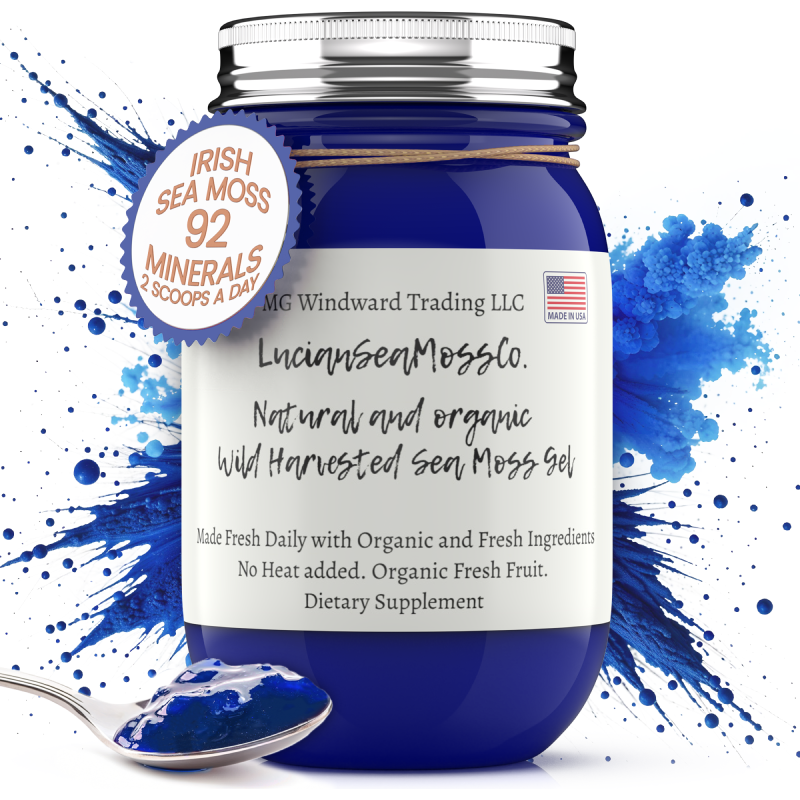 MG Windward Trading LLC Blue Spirulina Infused Organic Sea Moss Gel Herbal Gel Midnight Blue 8 oz.,16 oz.,32 oz.