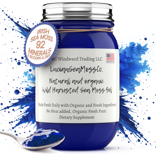 MG Windward Trading LLC Blue Spirulina Infused Organic Sea Moss Gel Herbal Gel Midnight Blue 8 oz.,16 oz.,32 oz.