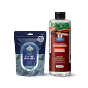 Garner's Garden Natural Mouthwash and Tooth Powder | H2O2 | Antibacterial Fluoride-Free Mouthwash White Smoke 16 oz Regular Cinnamint Mouthwash / 2 oz Regular Tooth Powder