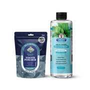 Garner's Garden Natural Mouthwash and Tooth Powder | H2O2 | Antibacterial Fluoride-Free Mouthwash White Smoke 16 oz Reduced Peppermint Mouthwash / 2 oz Regular Tooth Powder