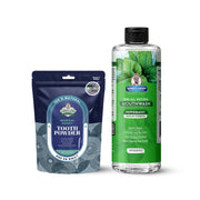 Garner's Garden Natural Mouthwash and Tooth Powder | H2O2 | Antibacterial Fluoride-Free Mouthwash White Smoke 16 oz Regular Peppermint Mouthwash / 2 oz Regular Tooth Powder