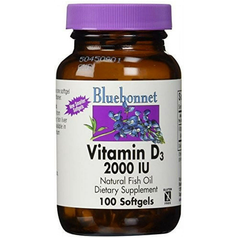 Bluebonnet Bluebonnet Vitamin D3 2000 IU Natural Fish Oil, 100 Softgels Vitamins & Supplements Light Gray