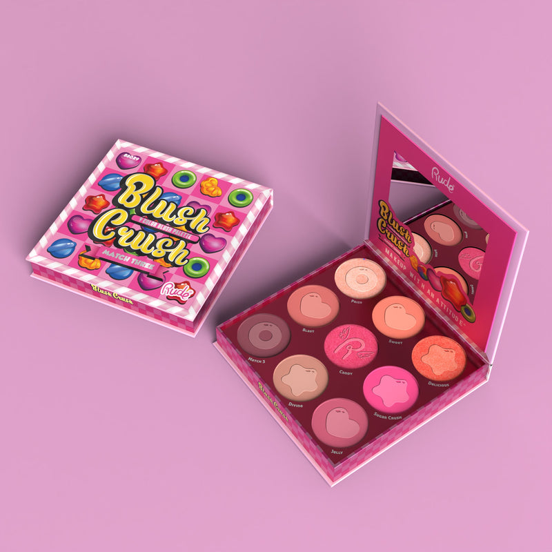 Rude Cosmetics Blush Crush 9 Color Blush Palette - Match Three Face Plum Match Three