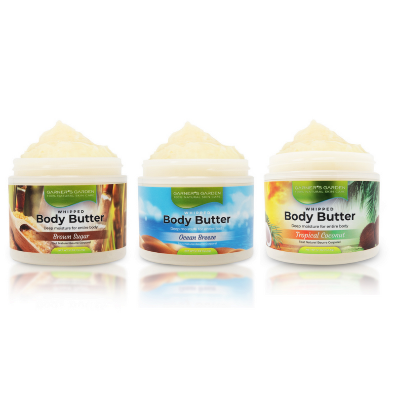 Garner's Garden Body Butter - Natural Fragrance Body Butter White Smoke Ocean Breeze BB / 3 oz (try me),Ocean Breeze BB / 5 oz (medium),Ocean Breeze BB / 10 oz (Large),Brown Sugar BB / 3 oz (try me),Brown Sugar BB / 5 oz (medium),Brown Sugar BB / 10 oz (Large),Tropical Coconut / 3 oz (try me),Tropical Coconut / 5 oz (medium),