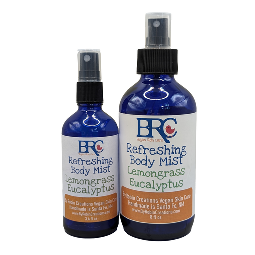 By Robin Creations Vegan Essential Oil Body Mist Spray Perfume & Cologne Midnight Blue Lemongrass Eucalyptus / 3.4 oz Glass Bottle (Airline TSA Compliant),Lemongrass Eucalyptus / 8 oz Glass Bottle,Lemongrass Eucalyptus / 10 oz Plastic Flairosol Bottle,Lemongrass Eucalyptus / 8.5 oz Refill Pouch,Lemongrass Eucalyptus / 17 oz Refill Pouch,Jas