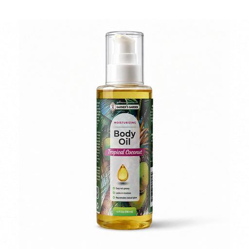 Garner's Garden Natural Body Oil - Natural Fragrance Body Oil White Smoke 4 oz Tropical Coconut Body Oil