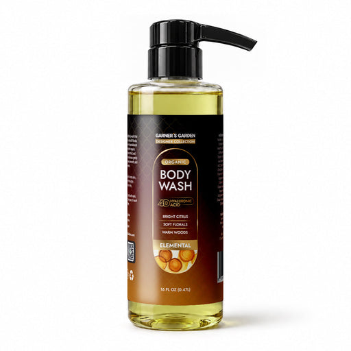 Garner's Garden 4D Hyaluronic Acid Body Wash | Organic Body Wash White Smoke 4D HA Body Wash Elemental / 16 oz (Recommended)