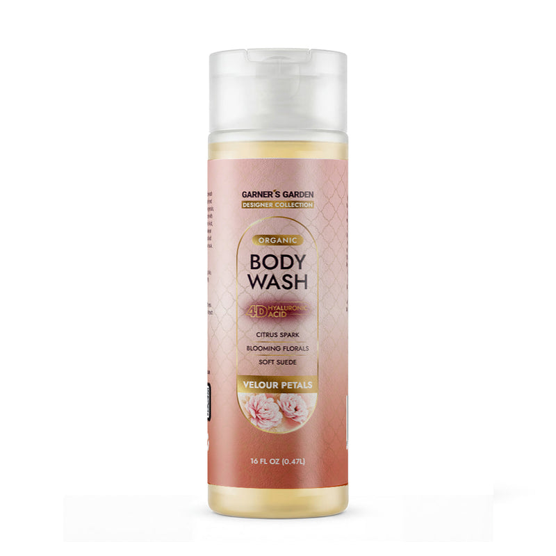 Garner's Garden 4D Hyaluronic Acid Body Wash | Organic Body Wash Gray 4D HA Body Wash Velour Petals / 16oz (Recommended)