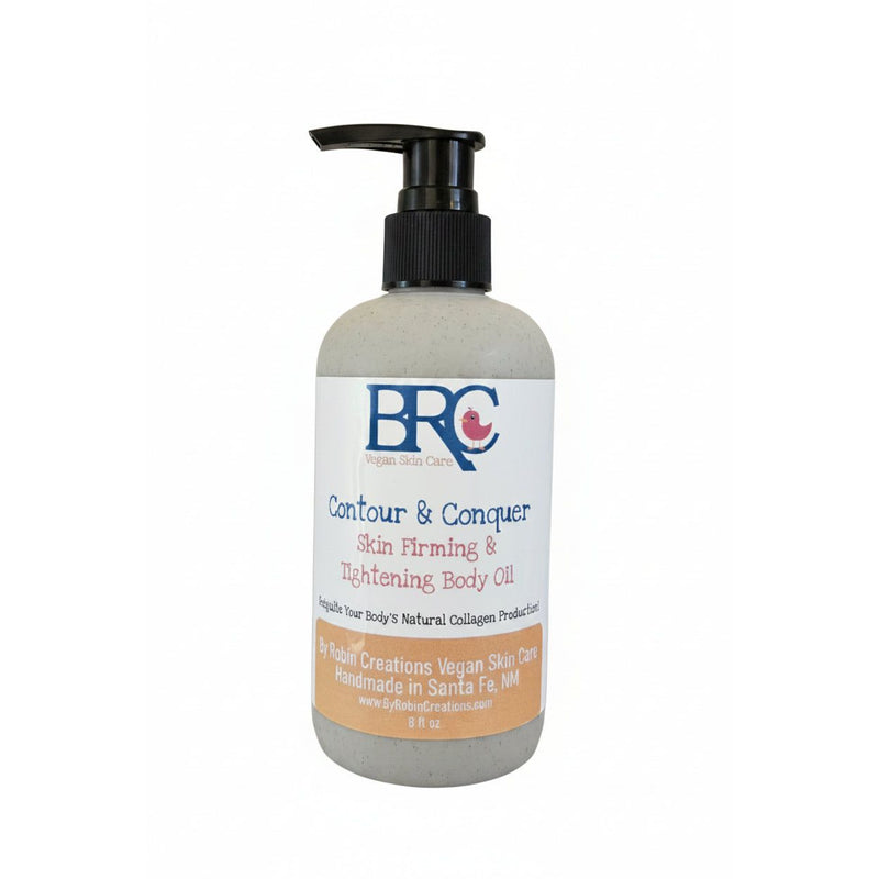 By Robin Creations Contour & Conquer Natural Skin Firming & Tightening Body Oil for Loose Skin Lotion & Moisturizer White Smoke 8oz Biodegradable Wheat Straw Bottle