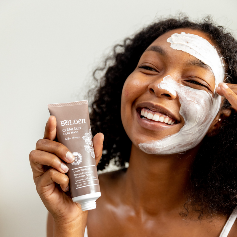 Boldenusa.com Bolden Clay Mask | Sulfur & Willow Bark Acne Treatment for Clear Skin Facial Line Light Gray