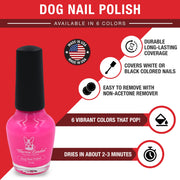 Warren London Dog Nail Polish - Polish Bottles with Brush Dog Nail Polish White Smoke Pawfectly Pink,Violet The Dogs Out Purple,Fire Hydrant Red,Bow Wow Blue,Pink Of The Glitter Sparkle Pink,Diamond In the Ruff Sparkle Silver,Set of All Six Colors