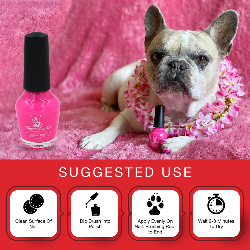 Warren London Dog Nail Polish - Polish Bottles with Brush Dog Nail Polish White Smoke Pawfectly Pink,Violet The Dogs Out Purple,Fire Hydrant Red,Bow Wow Blue,Pink Of The Glitter Sparkle Pink,Diamond In the Ruff Sparkle Silver,Set of All Six Colors