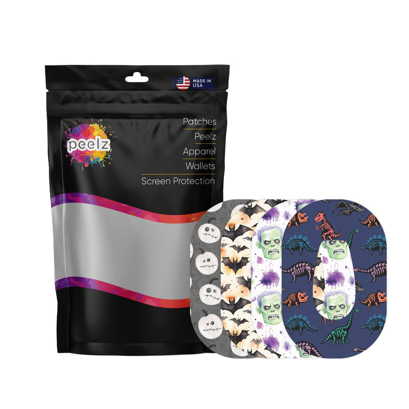 Peelz Girls Halloween Variety Dexcom G6 Patch Tape - Pump Peelz Patch Medical Tape White Smoke 12-Pack (Set of 12 Patches),4-Pack (Set of 4 Patches)