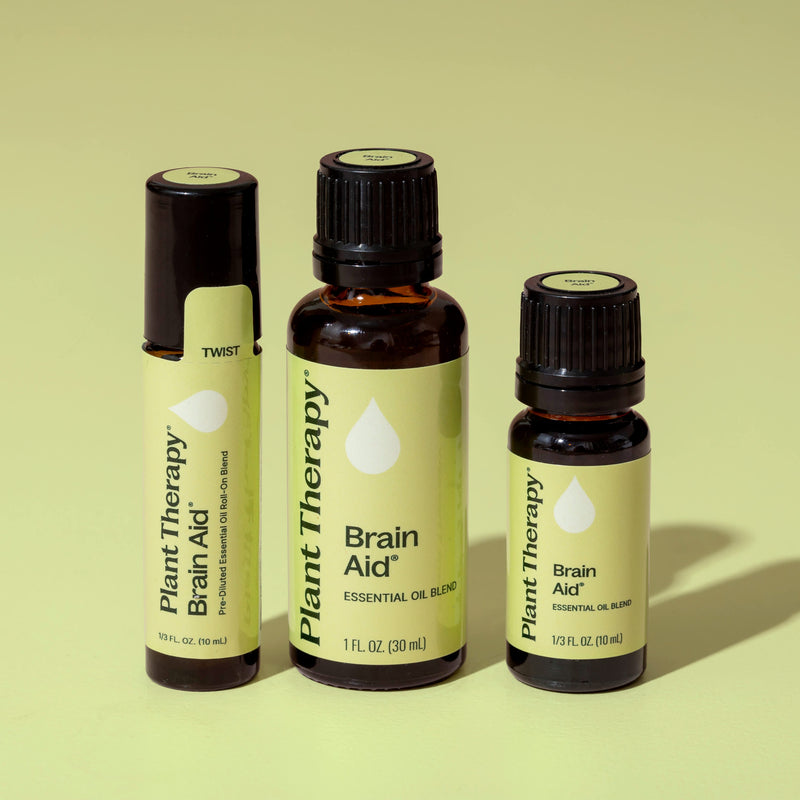 Plant Therapy Brain Aid Essential Oil Blend Pre-Diluted Roll-On Essential Oil Khaki 10 mL