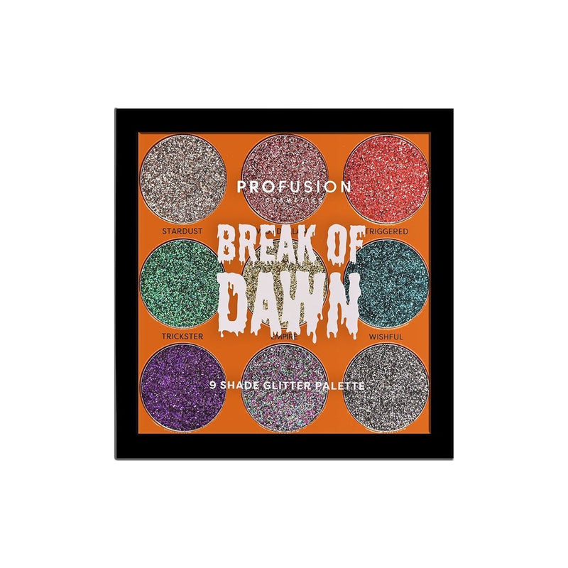 Profusion Cosmetics Spookarama | Break of Dawn 9-Shade Pressed Glitter Palette Dark Salmon