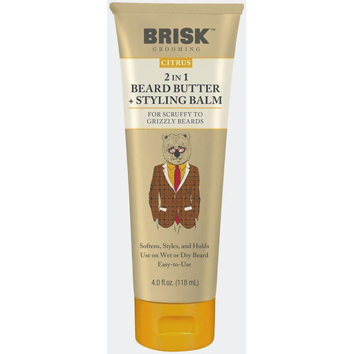 Brisk Brisk 2 in 1 Beard Butter + Styling Balm 4 Oz Beard Care Light Gray