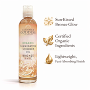 Glimmer Goddess® Organic Skin Care Organic Shimmer Body Oil for a Soft, Non-Greasy Body Glow Shimmer White Smoke Bronze Babe — Best for medium, olive, tan, and deep skin