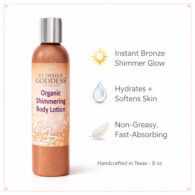 Glimmer Goddess® Organic Skin Care Organic Bronze Shimmer Body Lotion – Buildable Glow Shimmer White Smoke 8 oz. / Bronze / Sexy,8 oz. / Bronze / Super,4 oz. / Bronze / Sexy,4 oz. / Bronze / Super