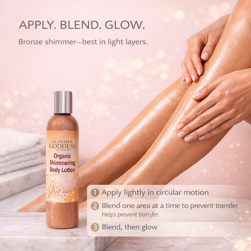 Glimmer Goddess® Organic Skin Care Organic Bronze Shimmer Body Lotion – Buildable Glow Shimmer Misty Rose 8 oz. / Bronze / Sexy,8 oz. / Bronze / Super,4 oz. / Bronze / Sexy,4 oz. / Bronze / Super