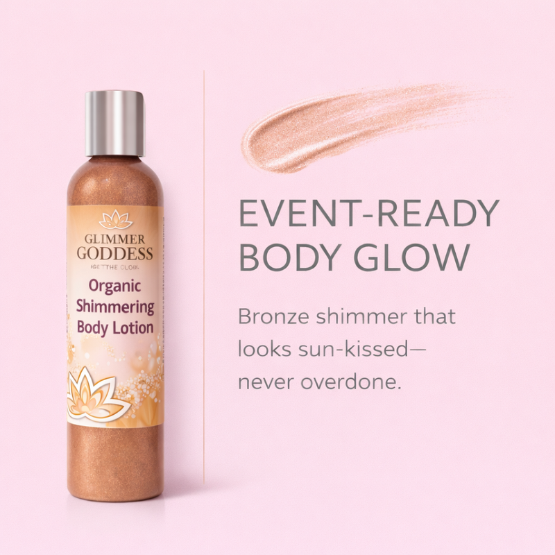 Glimmer Goddess® Organic Skin Care Organic Bronze Shimmer Body Lotion – Buildable Glow Shimmer Misty Rose 8 oz. / Bronze / Sexy,8 oz. / Bronze / Super,4 oz. / Bronze / Sexy,4 oz. / Bronze / Super