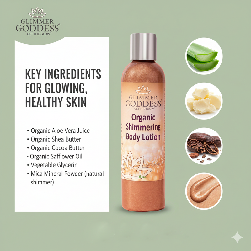 Glimmer Goddess® Organic Skin Care Organic Bronze Shimmer Body Lotion – Buildable Glow Shimmer Gray 8 oz. / Bronze / Sexy,8 oz. / Bronze / Super,4 oz. / Bronze / Sexy,4 oz. / Bronze / Super