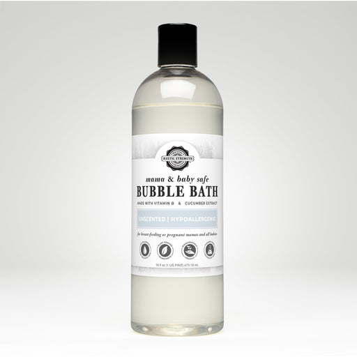 Rustic Strength Bubble Bath | Mama + Baby Safe Bubble Bath Light Gray 16 oz Plastic with Flip Top Spout