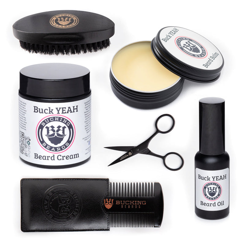 EpiLynx Men’s Grooming Essentials Bundle – Beard Balm, Cream, Oil & Grooming Kit (Gluten-Free, Vegan) Black