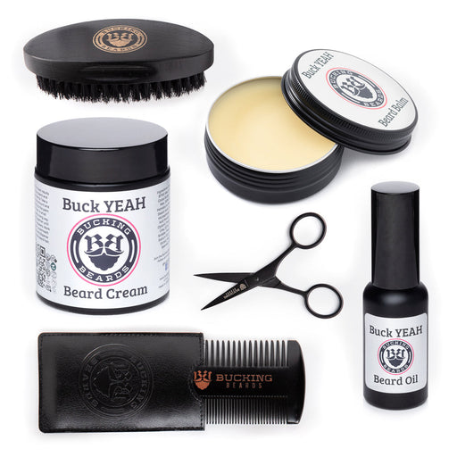 EpiLynx Men’s Grooming Essentials Bundle – Beard Balm, Cream, Oil & Grooming Kit (Gluten-Free, Vegan) Black