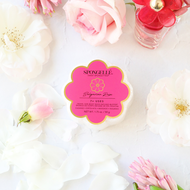 Spongellé Bulgarian Rose | Daisy Spongette Body Wash Infused Buffer Misty Rose