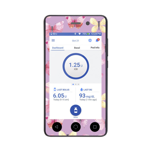 Peelz Butterflies Sticker for Omnipod DASH® PDM – Pump Peelz Peelz/Stickers White Smoke Whole System Peelz (front + case),Front Peelz,Case Peelz