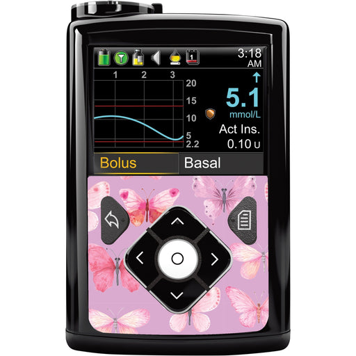 Peelz Butterflies Sticker for Medtronic MiniMed 770G & 780G Peelz/Stickers Black Whole System Peelz (front back + clip),Front Peelz